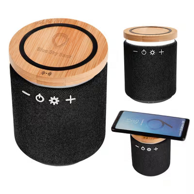 Speaker/Charger with bamboo top